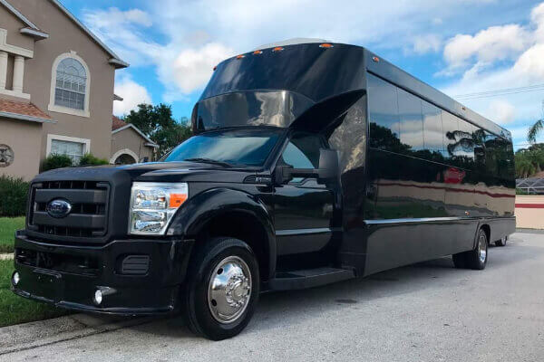 sleek black bus